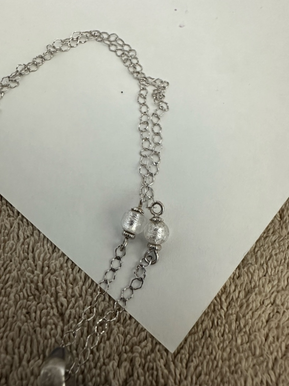 SOLD Milros Blue Murano Glass Foil Heart Pendant Necklace 14K White Gold Chain - Picture 12 of 13
